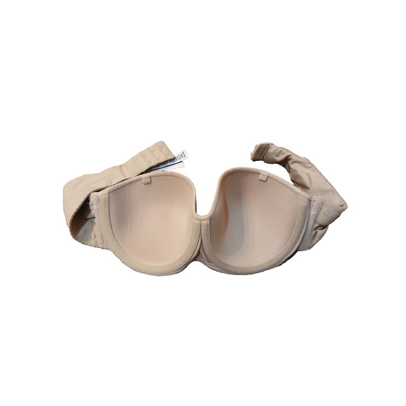 Victoria Secret Lined Strapless Bra 34B Nude Tan Padded Underwire - Picture 2 of 4